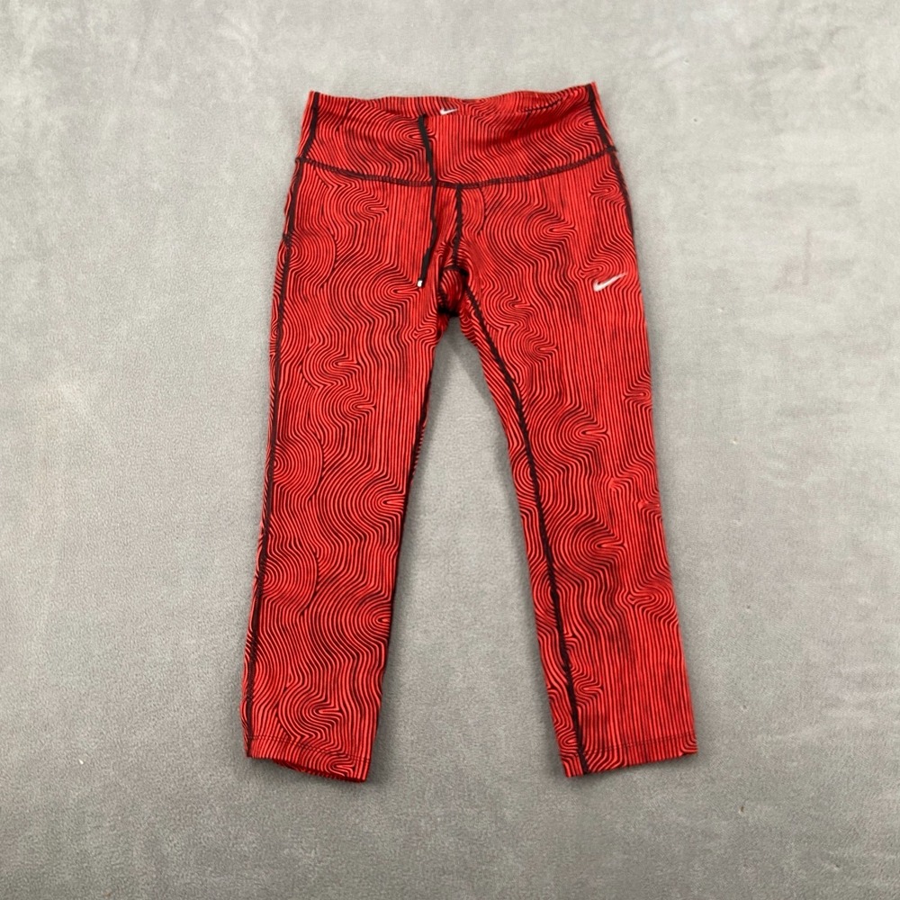 Nike Dri Fit Leggings Womens S Red Zen Epic Run Stretch Low Rise Skinny Leg